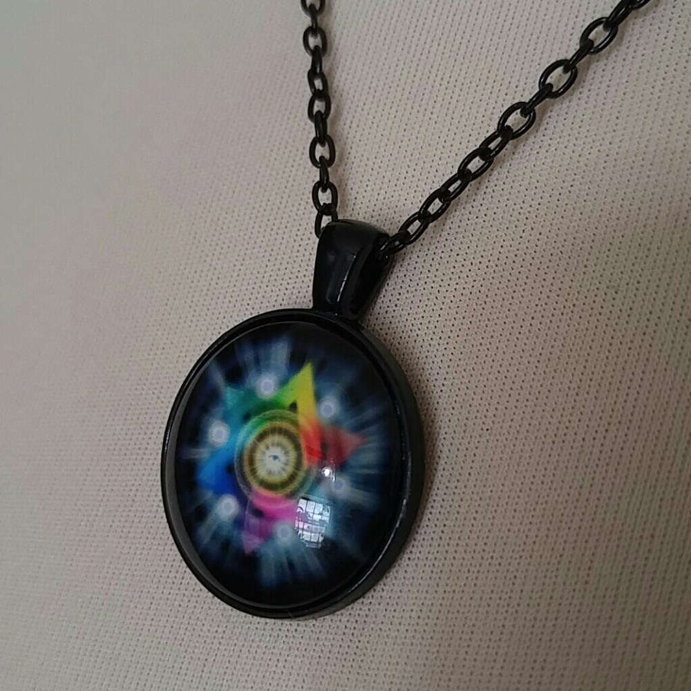 Rainbow colored cabouchon pendant necklace